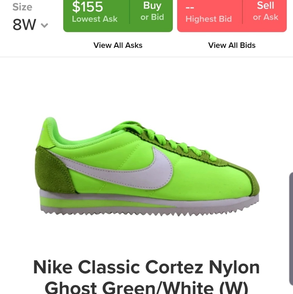 Lime green Nike cortez